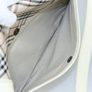 BURBERRY Nova Check Shoulder Bag Canvas Leather Beige White Silver Auth 108570-23