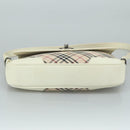 BURBERRY Nova Check Shoulder Bag Canvas Leather Beige White Silver Auth 108570-5