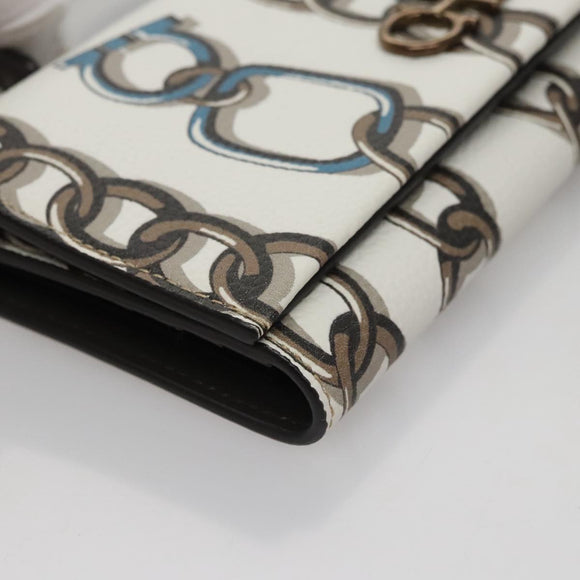 Salvatore Ferragamo Gancini Shoulder Wallet Leather White Auth 108583V