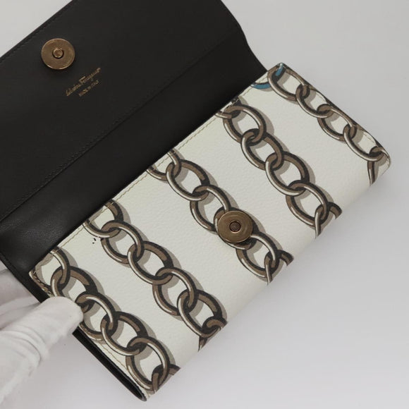 Salvatore Ferragamo Gancini Shoulder Wallet Leather White Auth 108583V