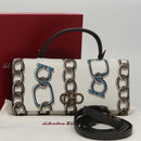 Salvatore Ferragamo Gancini Shoulder Wallet Leather White Auth 108583V-12