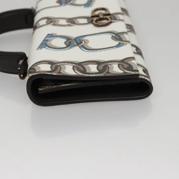 Salvatore Ferragamo Gancini Shoulder Wallet Leather White Auth 108583V