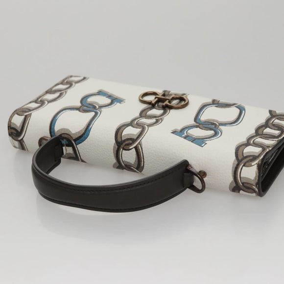 Salvatore Ferragamo Gancini Shoulder Wallet Leather White Auth 108583V