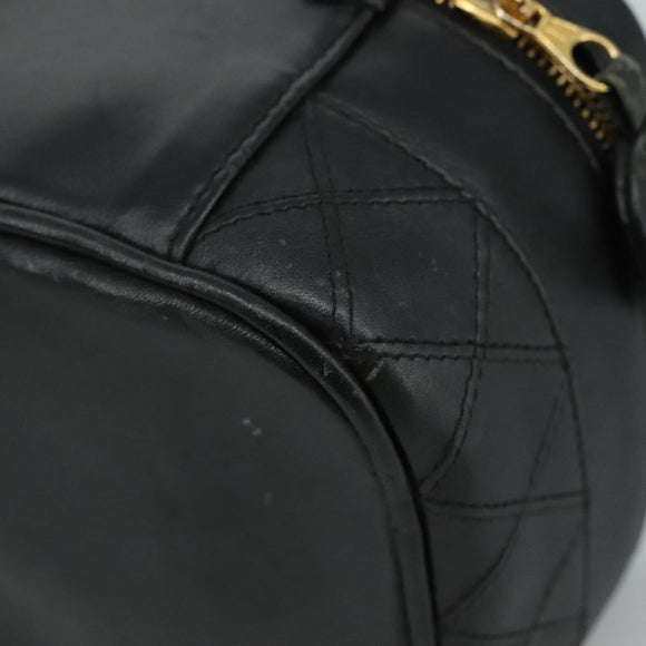 CHANEL Bicolore Vanity Hand Bag Leather Black Gold CC Auth 108585