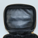 CHANEL Bicolore Vanity Hand Bag Leather Black Gold CC Auth 108585-17