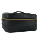 CHANEL Bicolore Vanity Hand Bag Leather Black Gold CC Auth 108585-1