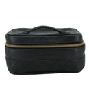 CHANEL Bicolore Vanity Hand Bag Leather Black Gold CC Auth 108585-13