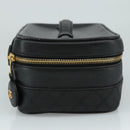 CHANEL Bicolore Vanity Hand Bag Leather Black Gold CC Auth 108585-3