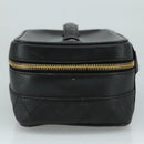 CHANEL Bicolore Vanity Hand Bag Leather Black Gold CC Auth 108585-4