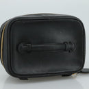 CHANEL Bicolore Vanity Hand Bag Leather Black Gold CC Auth 108585-6