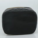 CHANEL Bicolore Vanity Hand Bag Leather Black Gold CC Auth 108585-5