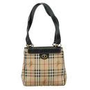 Burberrys Nova Check Shoulder Bag PVC Leather Beige Auth 108592-13