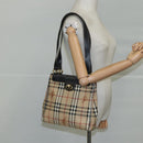 Burberrys Nova Check Shoulder Bag PVC Leather Beige Auth 108592-22