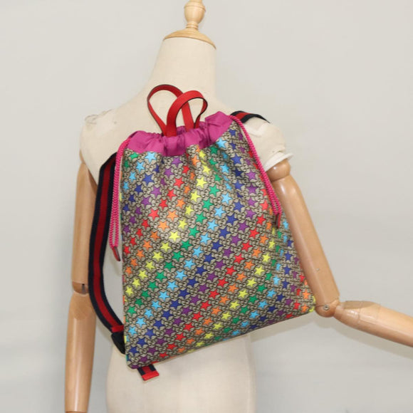 GUCCI GG Supreme Sherry Line Backpack PVC Beige Multicolor 550775 Auth 108606V