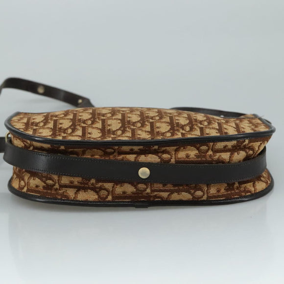 Christian Dior Trotter Canvas Shoulder Bag Brown Auth 108645V