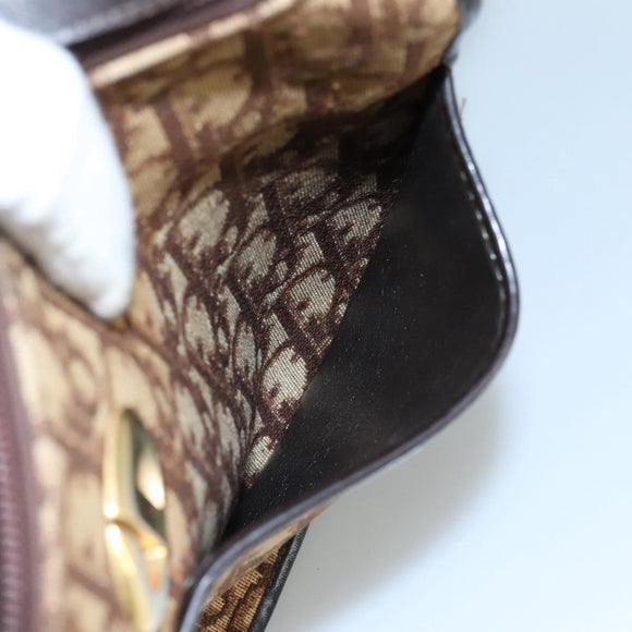 Christian Dior Trotter Canvas Shoulder Bag Brown Auth 108645V