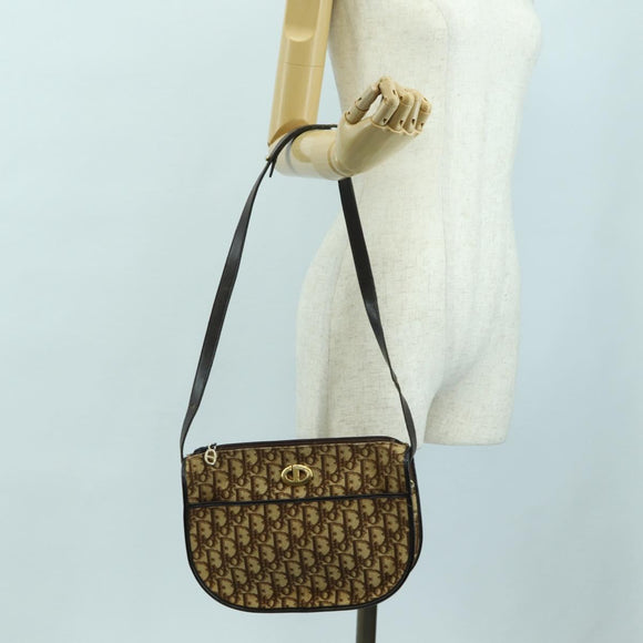 Christian Dior Trotter Canvas Shoulder Bag Brown Auth 108645
