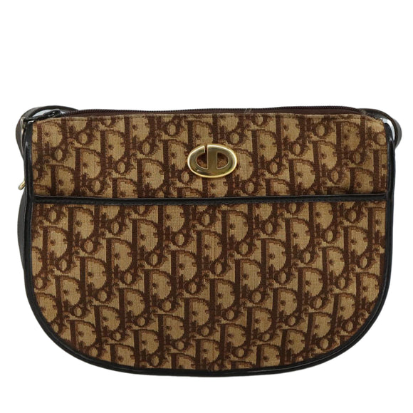 Christian Dior Trotter Canvas Shoulder Bag Brown Auth 108645V