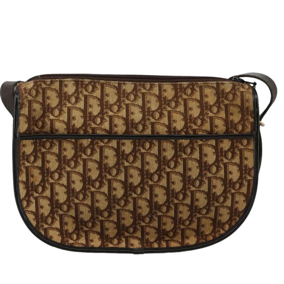 Christian Dior Trotter Canvas Shoulder Bag Brown Auth 108645V