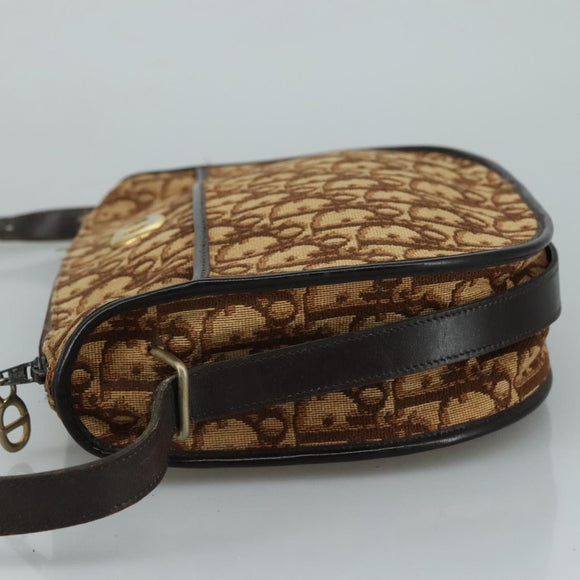 Christian Dior Trotter Canvas Shoulder Bag Brown Auth 108645V