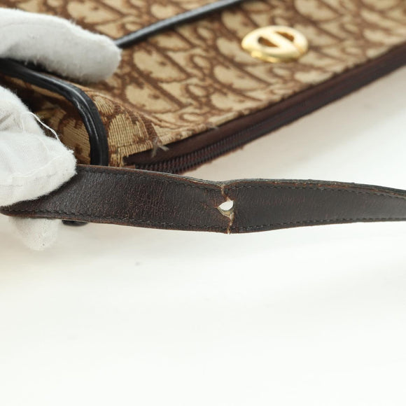 Christian Dior Trotter Canvas Shoulder Bag Brown Auth 108645