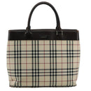 BURBERRY Nova Check Hand Bag Canvas Beige Auth 108646-13