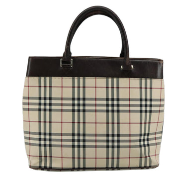 BURBERRY Nova Check Hand Bag Canvas Beige Auth 108646 - 0