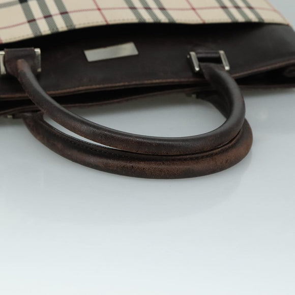 BURBERRY Nova Check Hand Bag Canvas Beige Auth 108646