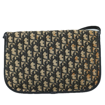 Christian Dior Trotter Canvas Shoulder Bag Navy Gold Auth 108685 - 0