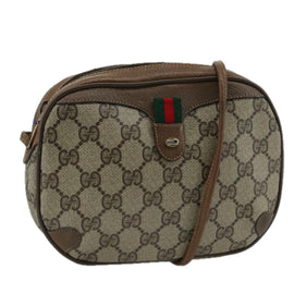 GUCCI GG Supreme Web Sherry Line Shoulder Bag PVC Beige 89 02 066 Auth 108686