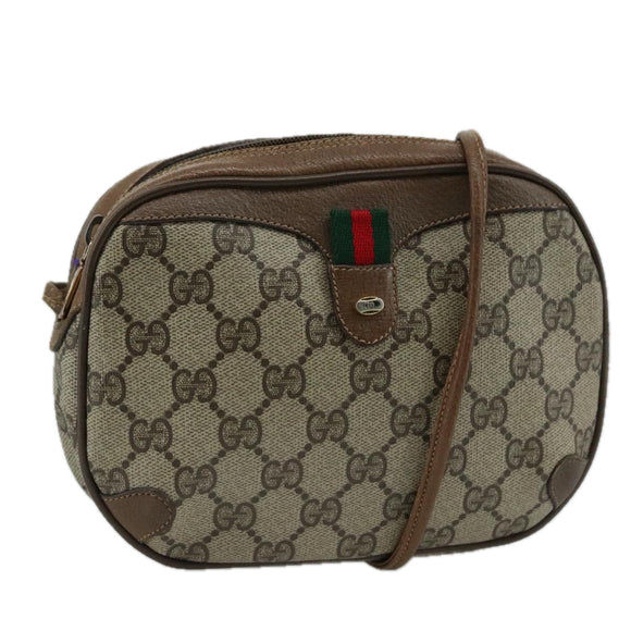 GUCCI GG Supreme Web Sherry Line Shoulder Bag PVC Beige 89 02 066 Auth 108686