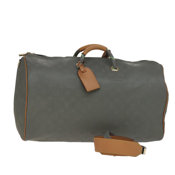 LOUIS VUITTON Titanium Keepall Bandouliere 50 Bag Silver M43886 LV Auth 108706SM