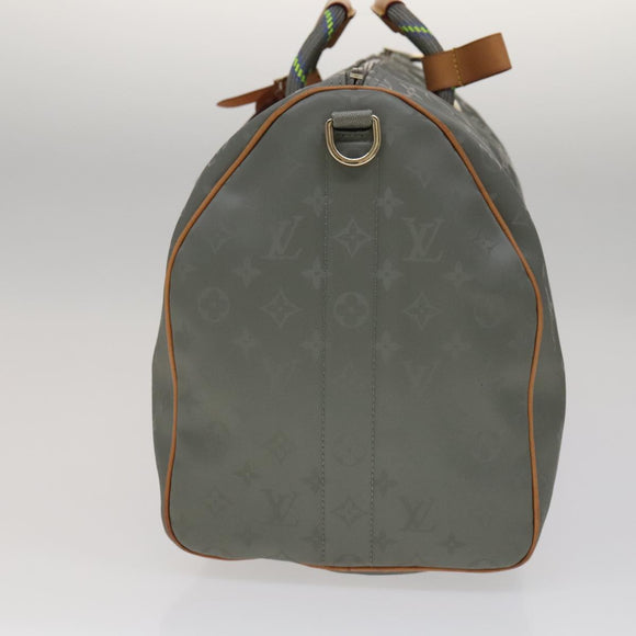 LOUIS VUITTON Titanium Keepall Bandouliere 50 Bag Silver M43886 LV Auth 108706SM