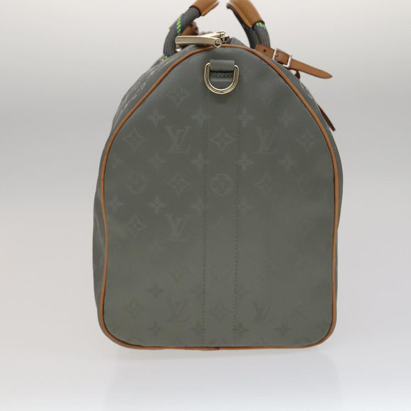 LOUIS VUITTON Titanium Keepall Bandouliere 50 Bag Silver M43886 LV Auth 108706SM