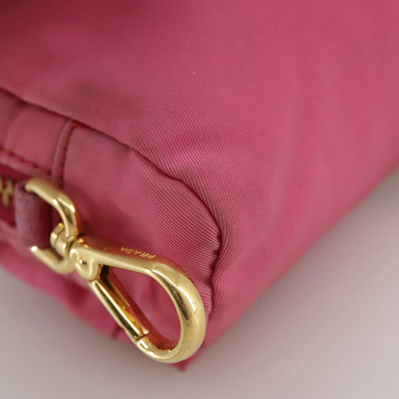 PRADA Pouch Nylon Pink Gold Pink Auth 108723