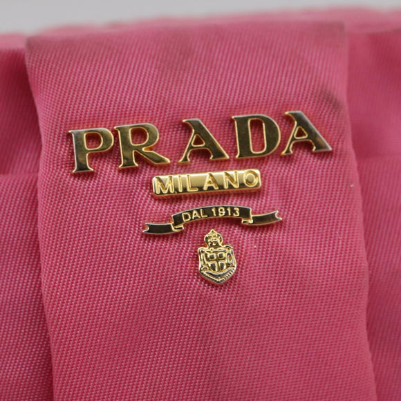 PRADA Pouch Nylon Pink Gold Pink Auth 108723