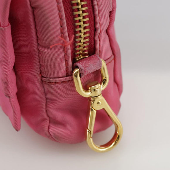 PRADA Pouch Nylon Pink Gold Pink Auth 108723