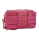 PRADA Pouch Nylon Pink Gold Pink Auth 108723-1