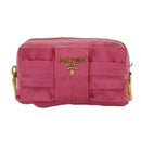 PRADA Pouch Nylon Pink Gold Pink Auth 108723-13