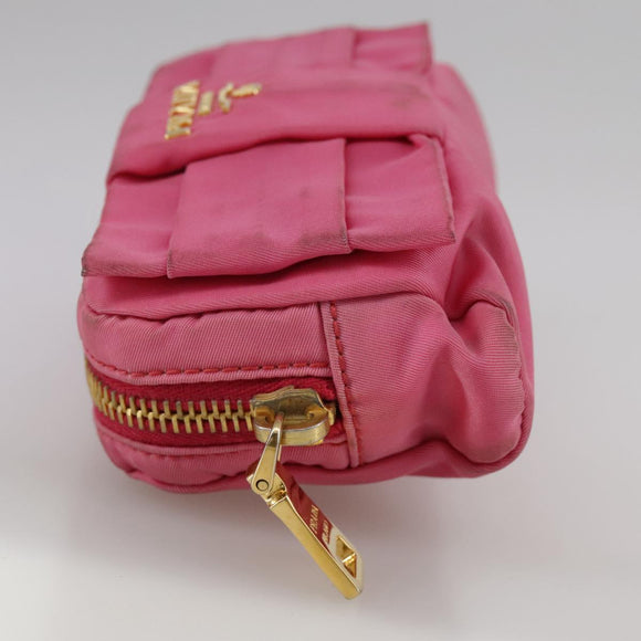PRADA Pouch Nylon Pink Gold Pink Auth 108723