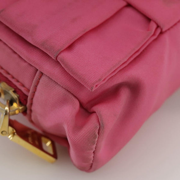 PRADA Pouch Nylon Pink Gold Pink Auth 108723