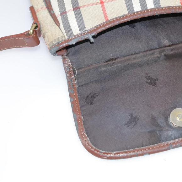 BURBERRY Nova Check Shoulder Bag Canvas Beige Auth 108751