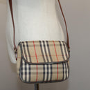 BURBERRY Nova Check Shoulder Bag Canvas Beige Auth 108751-26