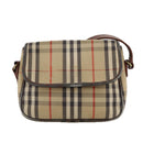 BURBERRY Nova Check Shoulder Bag Canvas Beige Auth 108751-13