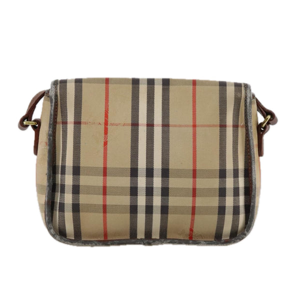 BURBERRY Nova Check Shoulder Bag Canvas Beige Auth 108751