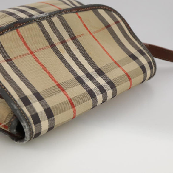 BURBERRY Nova Check Shoulder Bag Canvas Beige Auth 108751