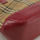 BURBERRY Nova Check Hand Bag Canvas Beige Red Auth 108752-9