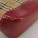 BURBERRY Nova Check Hand Bag Canvas Beige Red Auth 108752-15