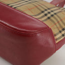 BURBERRY Nova Check Hand Bag Canvas Beige Red Auth 108752-16
