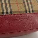 BURBERRY Nova Check Hand Bag Canvas Beige Red Auth 108752-17